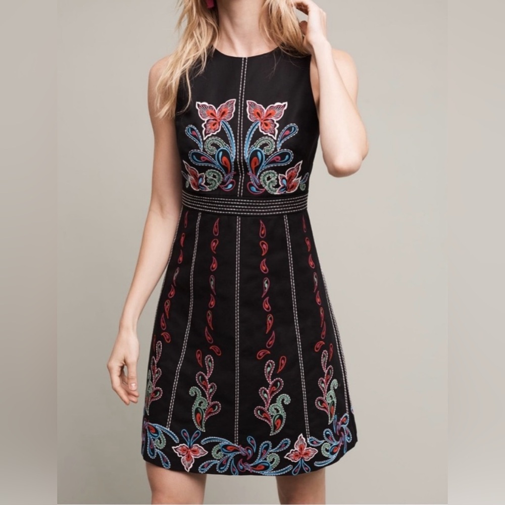 NWOT Anthropologie Black embroidered Maeve Chennai dress 👗
